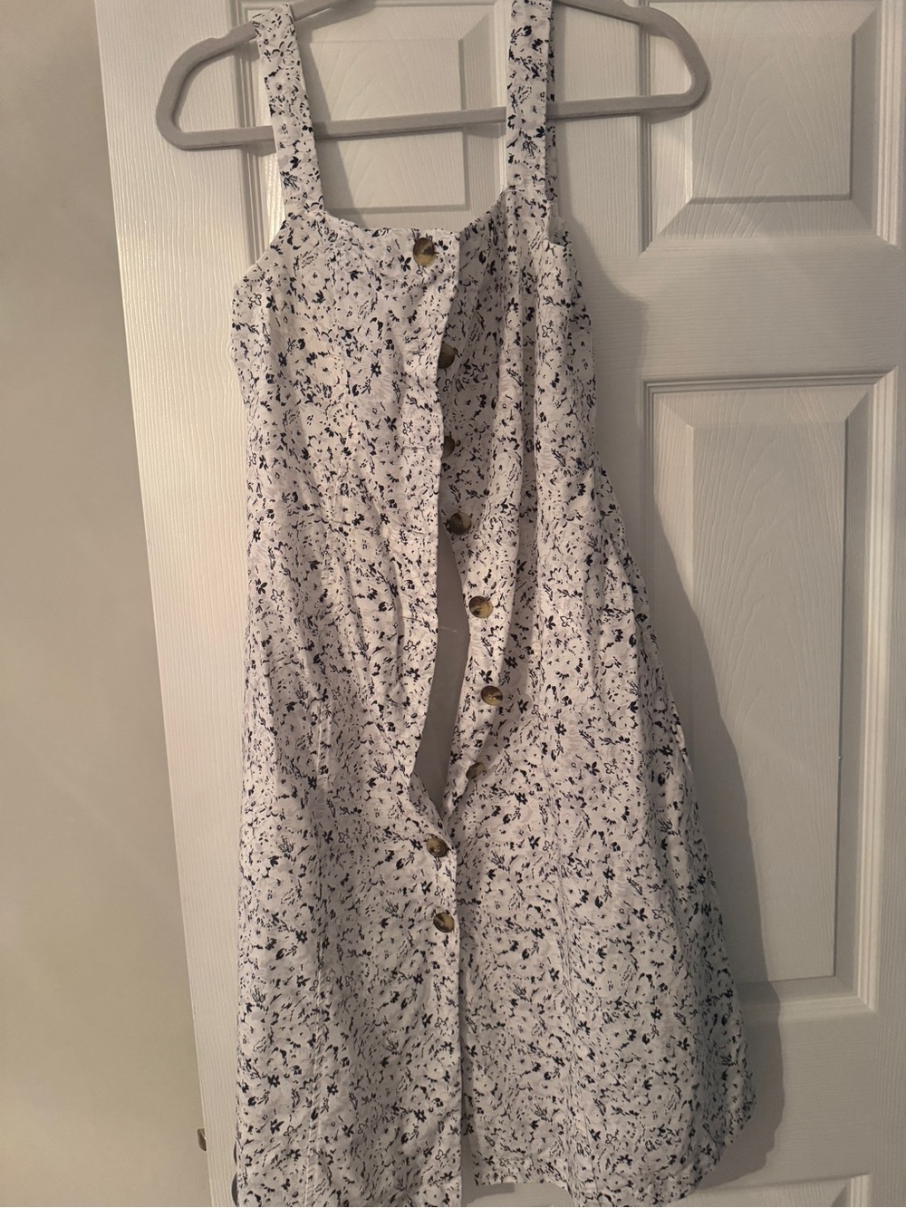 GAP White Midi Sundress with Navy Floral Print